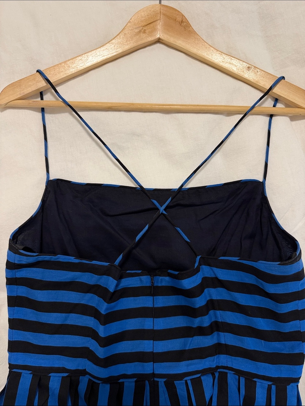 Anna Sui early 2000’s Blue and Black Striped Spaghetti Strap Dress - Picture 3 of 3